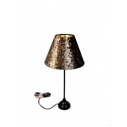 Lampka metalowa z aksamitnym abażurem brązowa