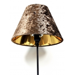 Lampka metalowa z aksamitnym abażurem brązowa