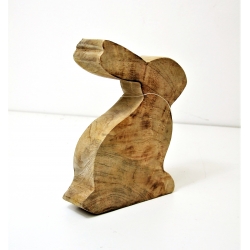 Zając z drewna mango 15cm