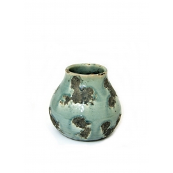 Wazon gliniany ceramiczny szkliwiony Niebieski 17cm