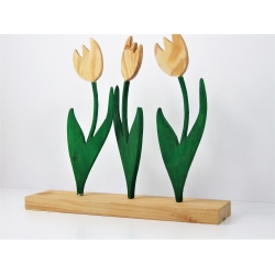 Tulipany 3 szt. kompozycja drewniana