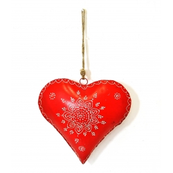 Serce metalowe ręcznie malowane 25cm Czerwone