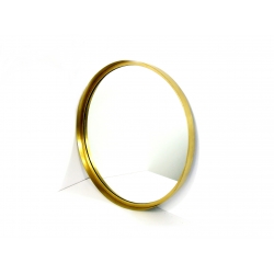 Lustro okrągłe w metalowej złotej ramie 50 cm