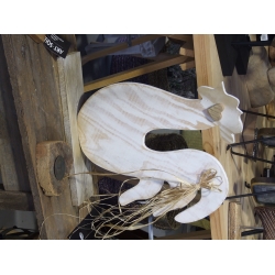 Kogut drewniany scandi 42 cm przecierany biały