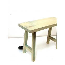 Ławka ławeczka mała drewniana vintage kolor Seledynowa