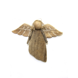 Anioł Hand Made z surowego drewna wiszący 27x30cm