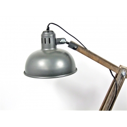 Lampa biurkowa drewniana żuraw - szara