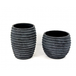 Osłonka ceramiczna/wazon czarny przecierany 18 cm