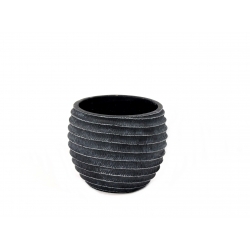 Osłonka ceramiczna/wazon czarna przecierana 13 cm