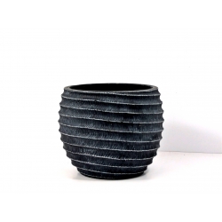 Osłonka ceramiczna/wazon czarna przecierana 13 cm