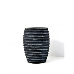 Osłonka ceramiczna/wazon czarny przecierany 18 cm