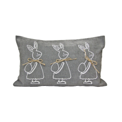 Poduszka dekoracyjna Zajączki Szara 50x30cm