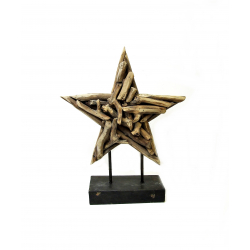 Gwiazda z kawałków drewna stojąca 40cm