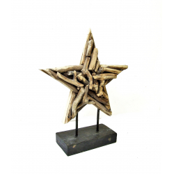 Gwiazda z kawałków drewna stojąca 40cm