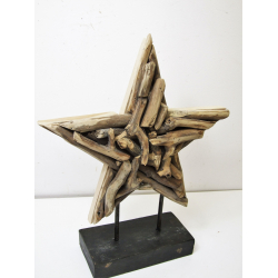 Gwiazda z kawałków drewna stojąca 40cm