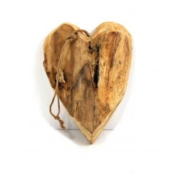 Serce z drewna tekowego grube na sznurze 30cm