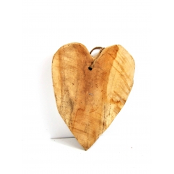 Serce z drewna tekowego grube na sznurze 30cm