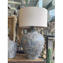 Lampa ceramiczna prążkowana Rustykalna z abażurem 92cm