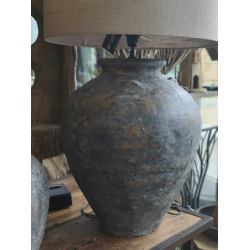 Lampa ceramiczna prążkowana Rustykalna z abażurem 92cm